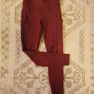 Women’s High-Rise Burgundy Athletic Leggings